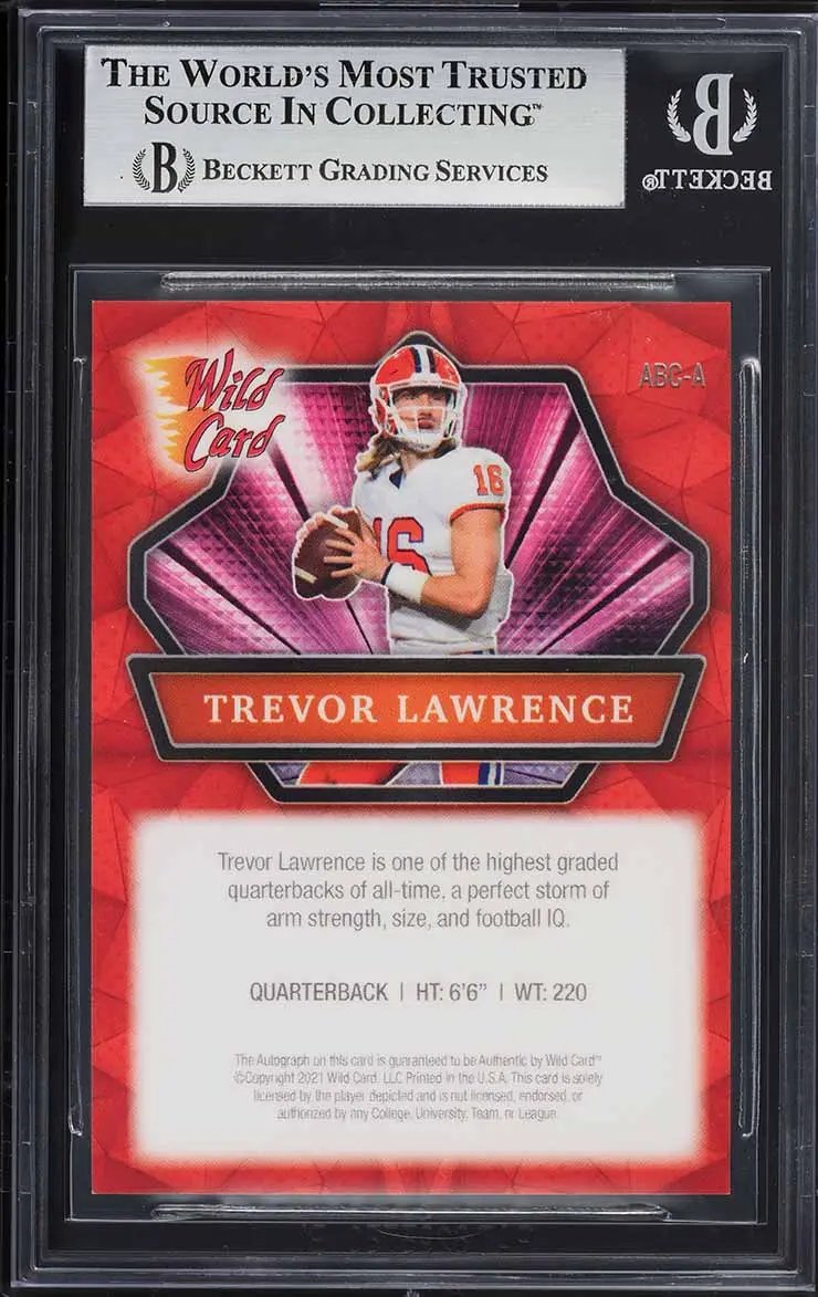 2021 Wild Card Alumination Autographs Holo-Lux Red Trevor Lawrence #ABC-A BGS 9 Auto 9 Wild Card