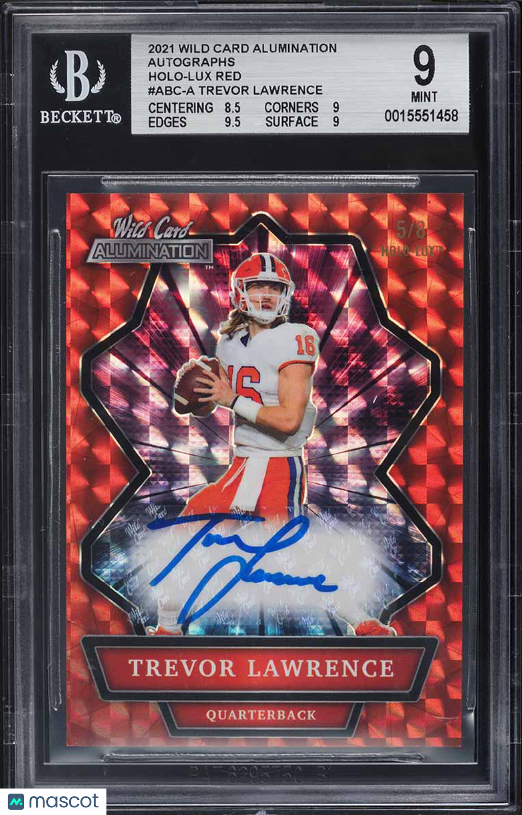 2021 Wild Card Alumination Autographs Holo-Lux Red Trevor Lawrence #ABC-A BGS 9 - Long Street Comics