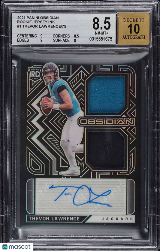 2021 Panini Obsidian Rookie Jersey Ink Trevor Lawrence #1 /75 BGS 8.5 Auto 10 Panini