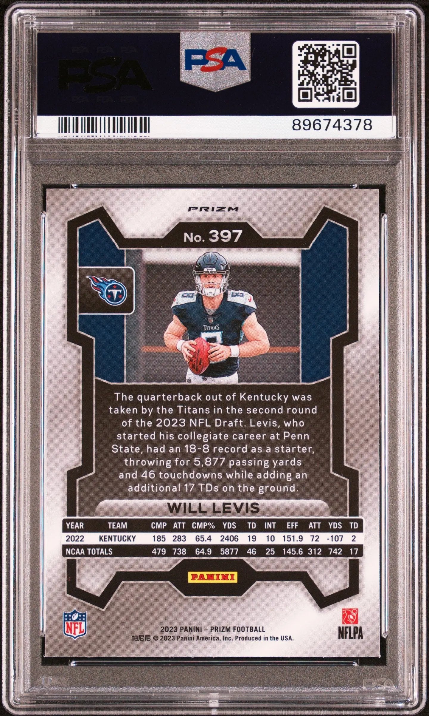 Will Levis 2023 Panini Prizm Lazer Prizm #397 - PSA 9 Panini
