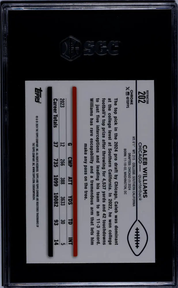 2024 Topps Chrome Caleb Williams #202 Refractor SGC 9.5 Topps