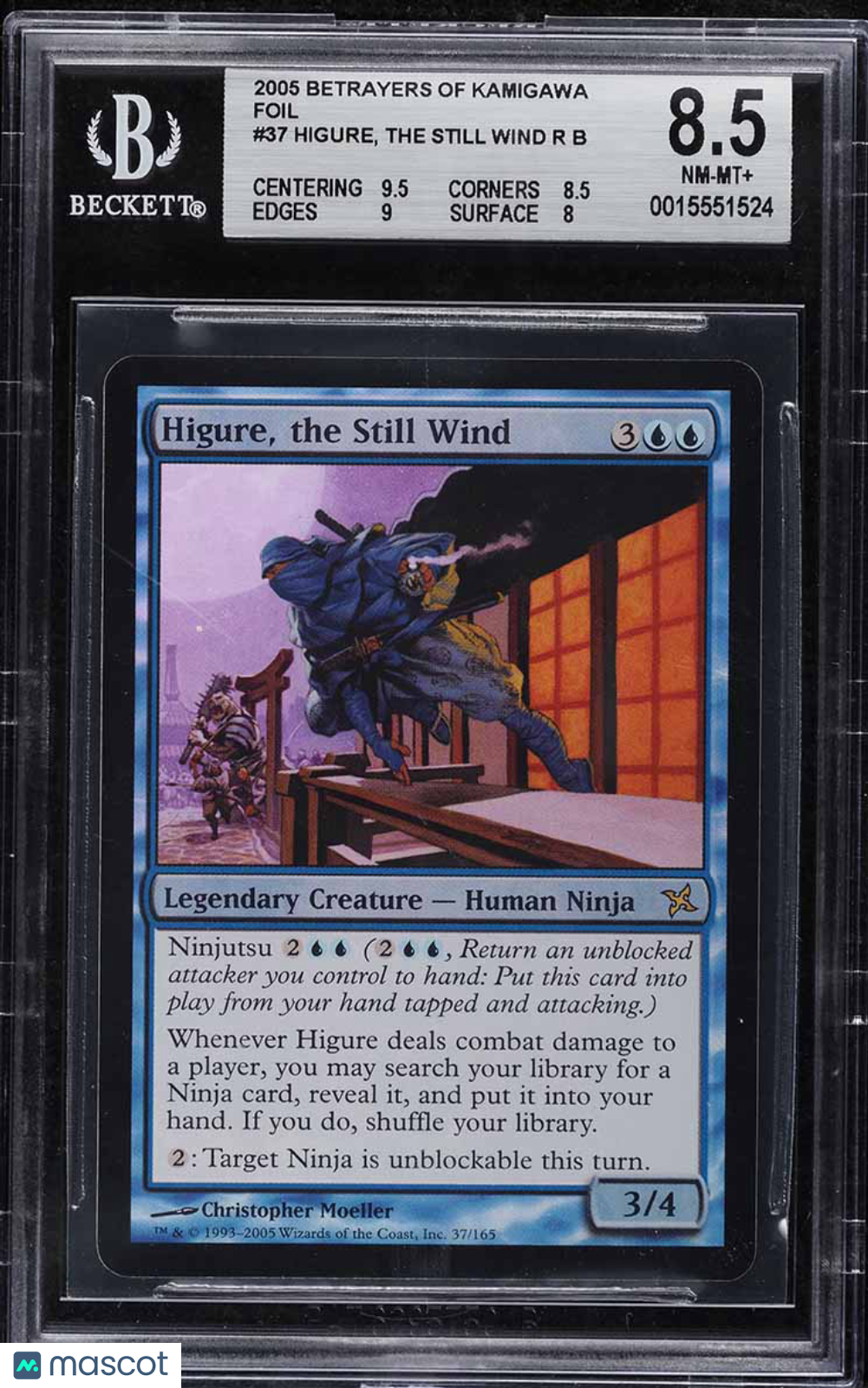 2005 MtG Foil Higure, the Still Wind R :B: #37 BGS 8.5 - Long Street Comics