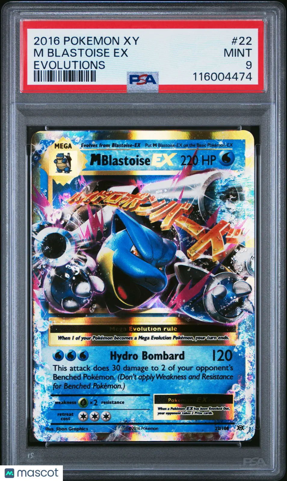 2016 Pokemon Evolutions XY #22 M Blastoise Ex PSA 9 MINT Pokemon