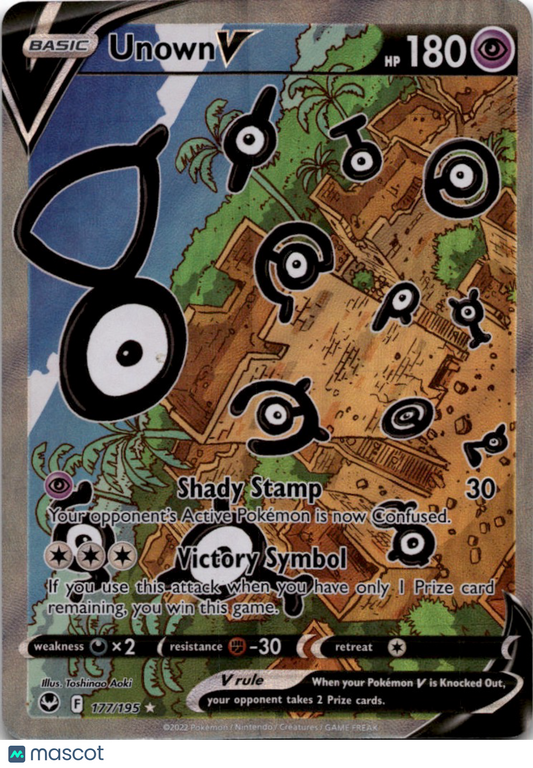 2022 Silver Tempest Unown V Rare Full Art SR #177/195