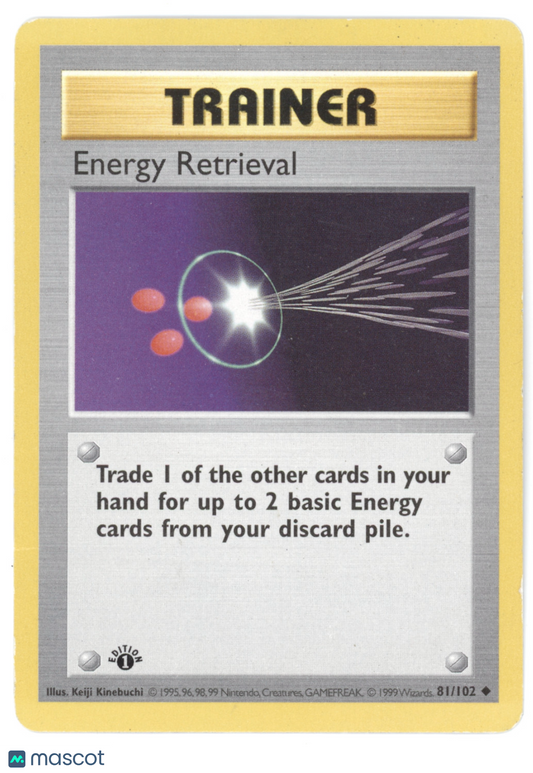 1999 Base Set Energy Retrieval Uncommon Shadowless 1st Edition #81/102