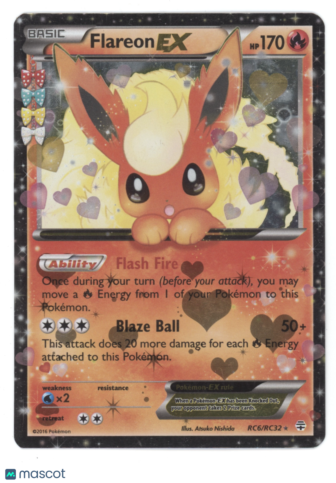 2016 Generations Flareon EX Holo Rare FA #RC6/RC32