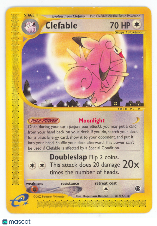 2002 Expedition Base Set Clefable Rare #41/165