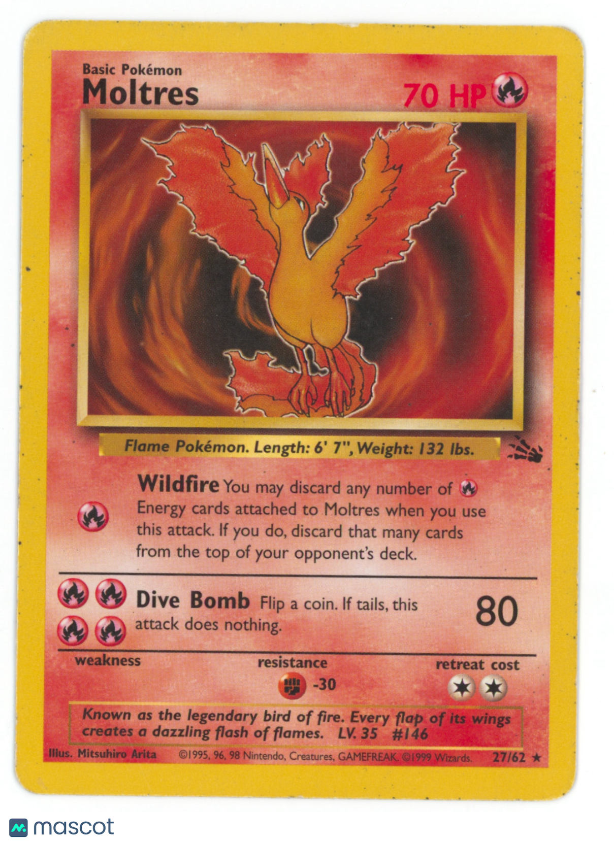 1999 Fossil Moltres Rare #27/62