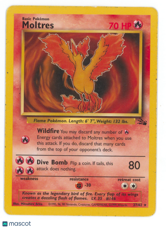 1999 Fossil Moltres Rare #27/62
