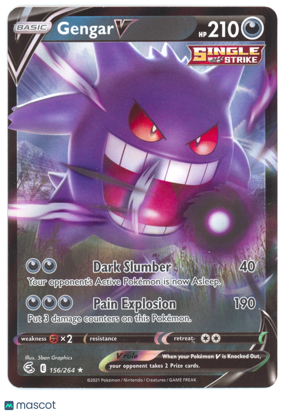 2021 Fusion Strike Gengar V Holo Rare #156/264