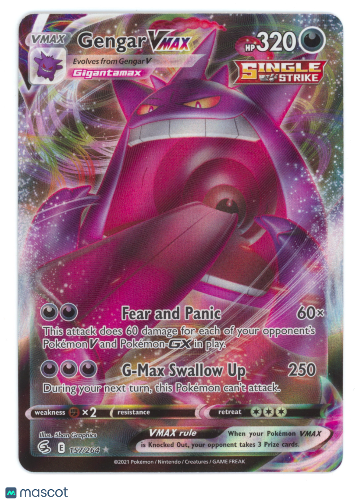 2022 Fusion Strike Gengar VMAX Holo Rare Full Art #157/264