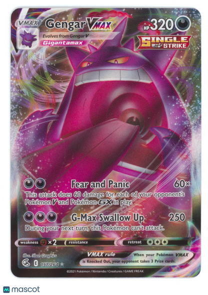 2022 Fusion Strike Gengar VMAX Holo Rare Full Art #157/264