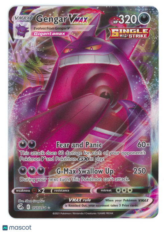 2022 Fusion Strike Gengar VMAX Holo Rare Full Art #157/264