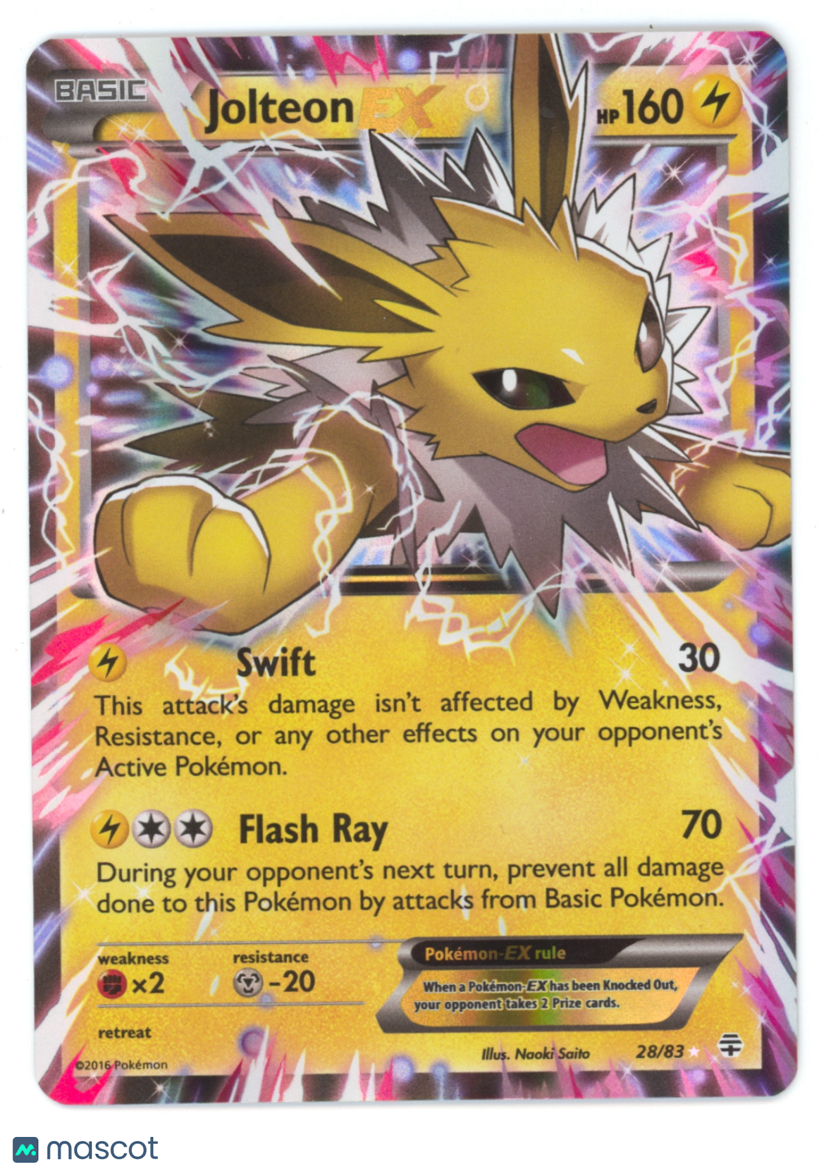 2016 Generations Jolteon EX Holo Rare FA #28/83