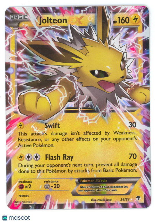 2016 Generations Jolteon EX Holo Rare FA #28/83
