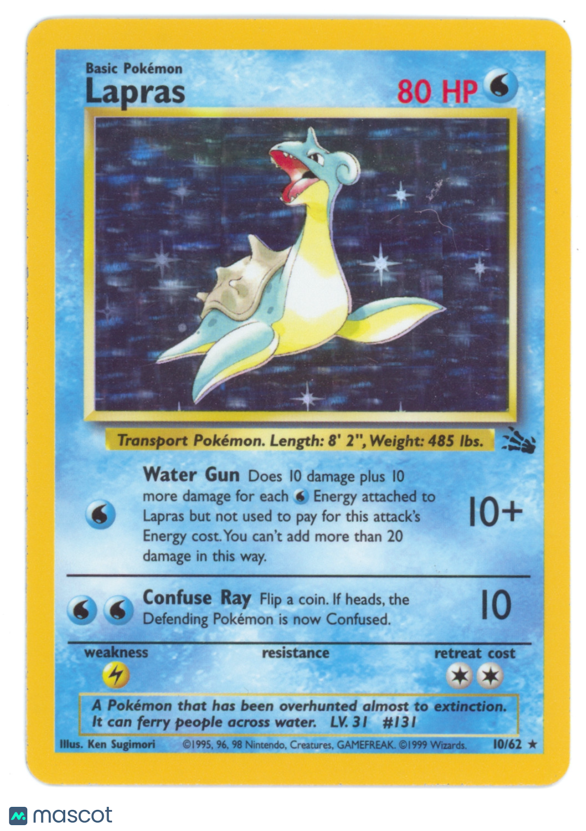 Fossil Lapras Holo Rare Holo #10/62