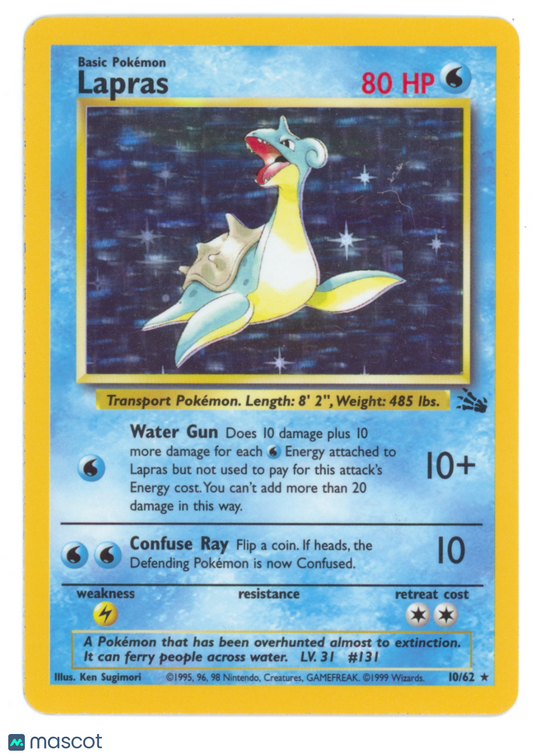 Fossil Lapras Holo Rare Holo #10/62