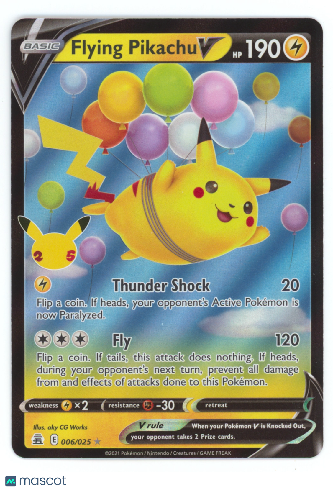 2021 Celebrations Flying Pikachu V Holo Rare #6/25