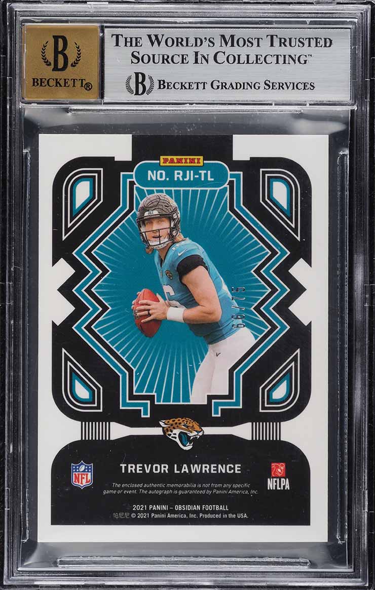 2021 Panini Obsidian Rookie Jersey Ink Trevor Lawrence #1 /75 BGS 8.5