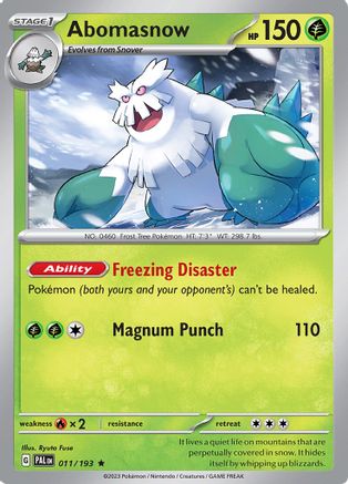 Abomasnow - SV02 Paldea Evolved - - Reverse Holofoil -  -  011/193 - Rare SV02: Paldea Evolved