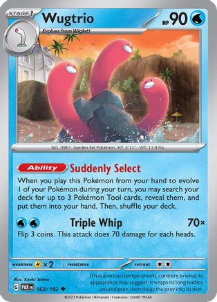 Wugtrio - SV04 Paradox Rift - - Reverse Holofoil -  -  053/182 - Uncommon SV04: Paradox Rift