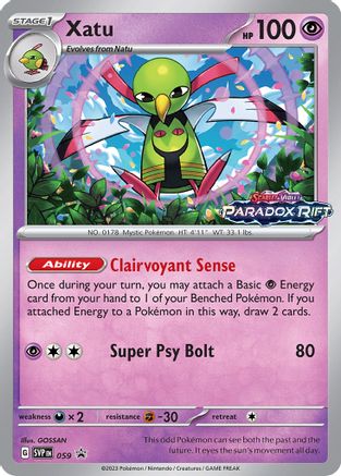 Xatu - 059 (Prerelease) - SV Scarlet & Violet Promo Cards - - Holofoil -  -  059 - Rare SV: Scarlet & Violet Promo Cards