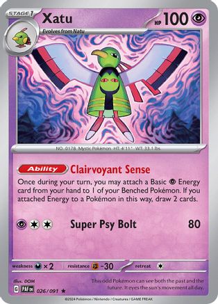 Xatu - 026/091 - SV Paldean Fates - - Holofoil -  -  026/091 - Rare SV: Paldean Fates