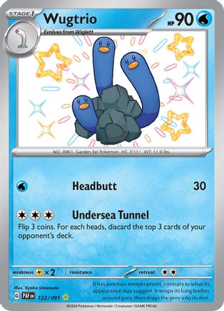 Wugtrio - 122/091 - SV Paldean Fates - - Holofoil -  -  122/091 - Shiny Rare SV: Paldean Fates