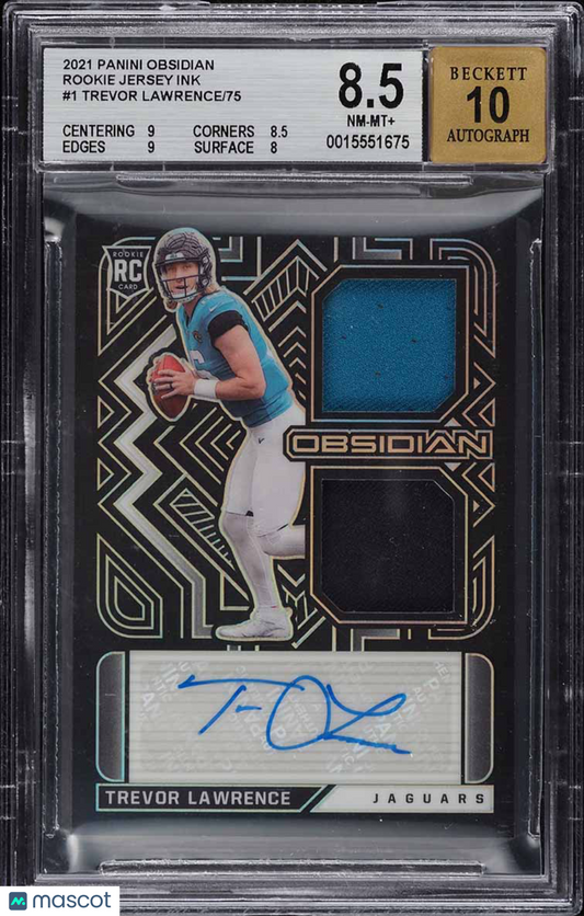 2021 Panini Obsidian Rookie Jersey Ink Trevor Lawrence #1 /75 BGS 8.5