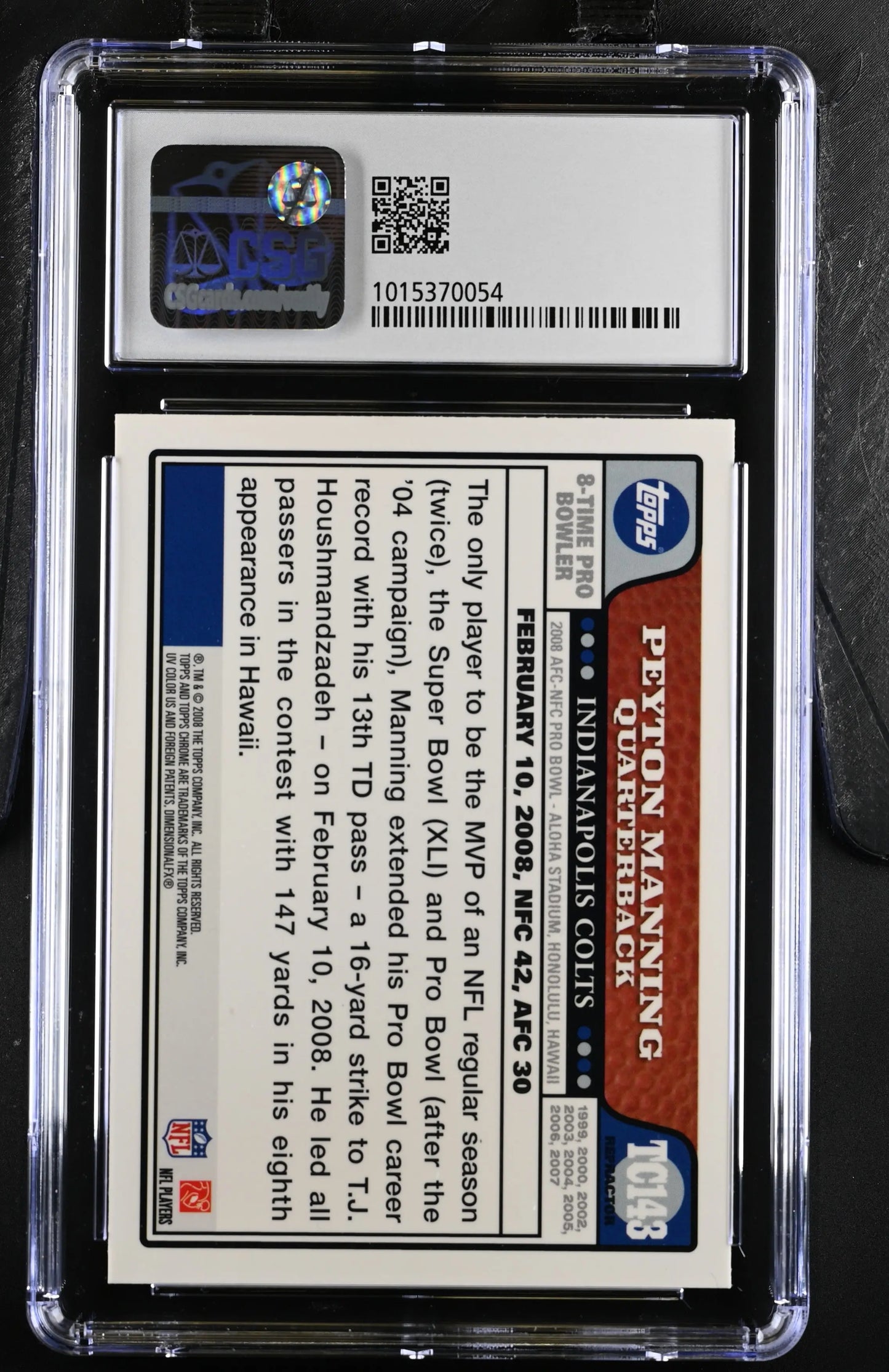 2008 Topps Chrome Peyton Manning #TC143 Refractor CGC 8.5 Topps