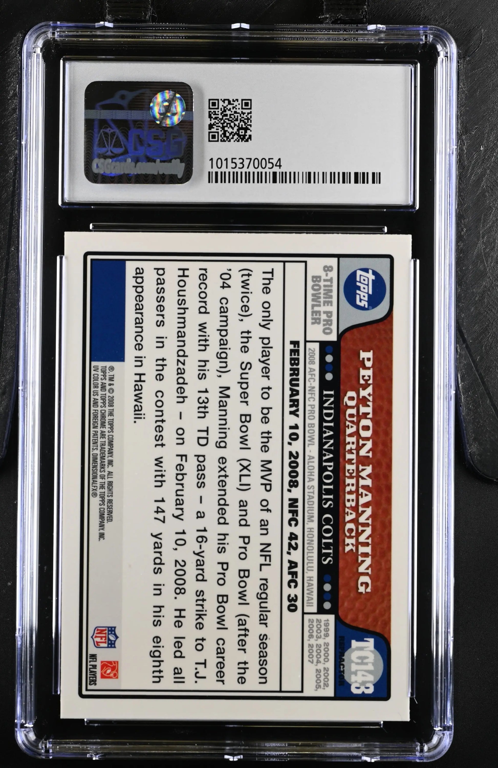 2008 Topps Chrome Peyton Manning #TC143 Refractor CGC 8.5 Topps