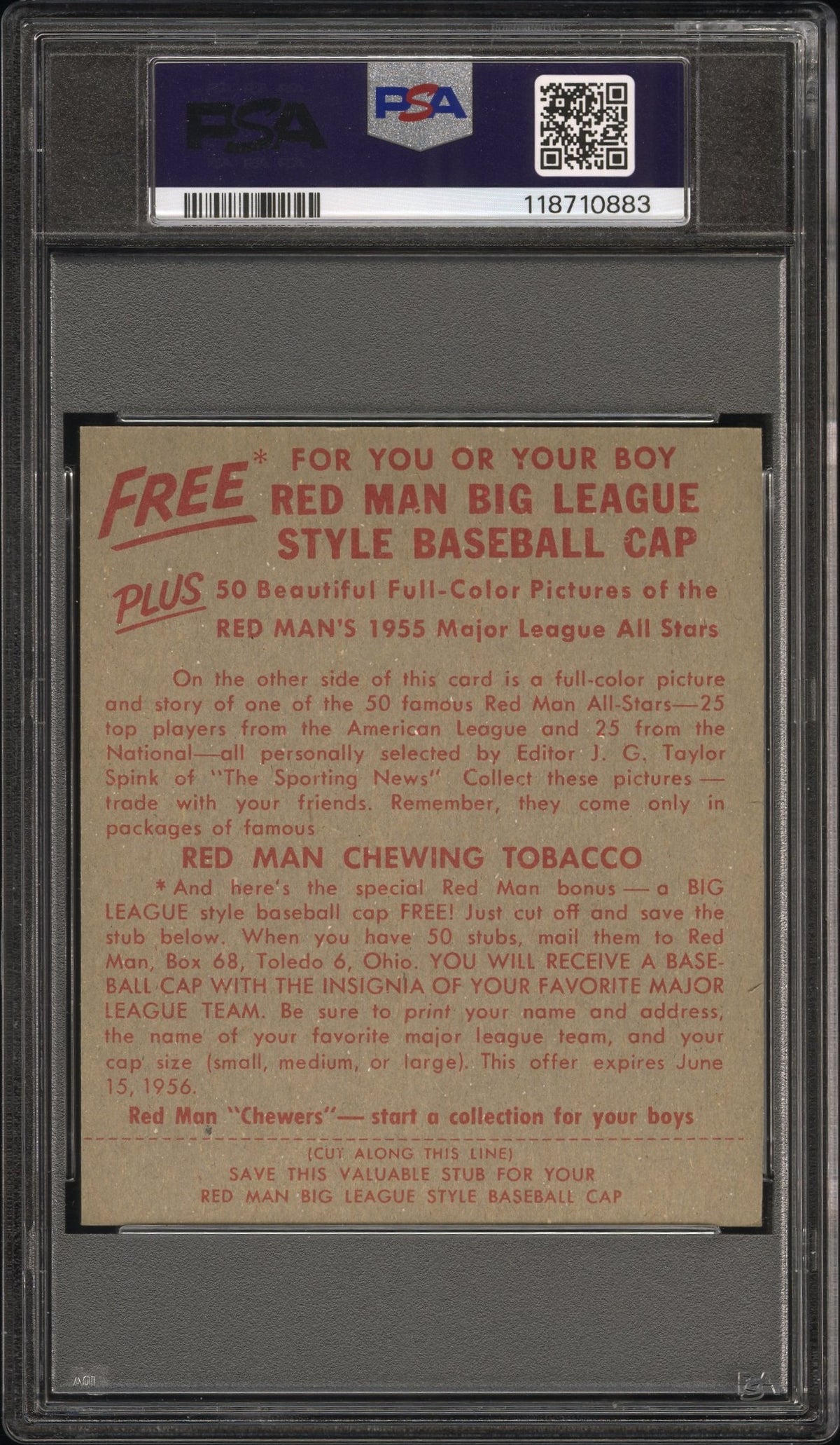 1955 Red Man Tobacco Frank Thomas #20 PSA 7 – image 2