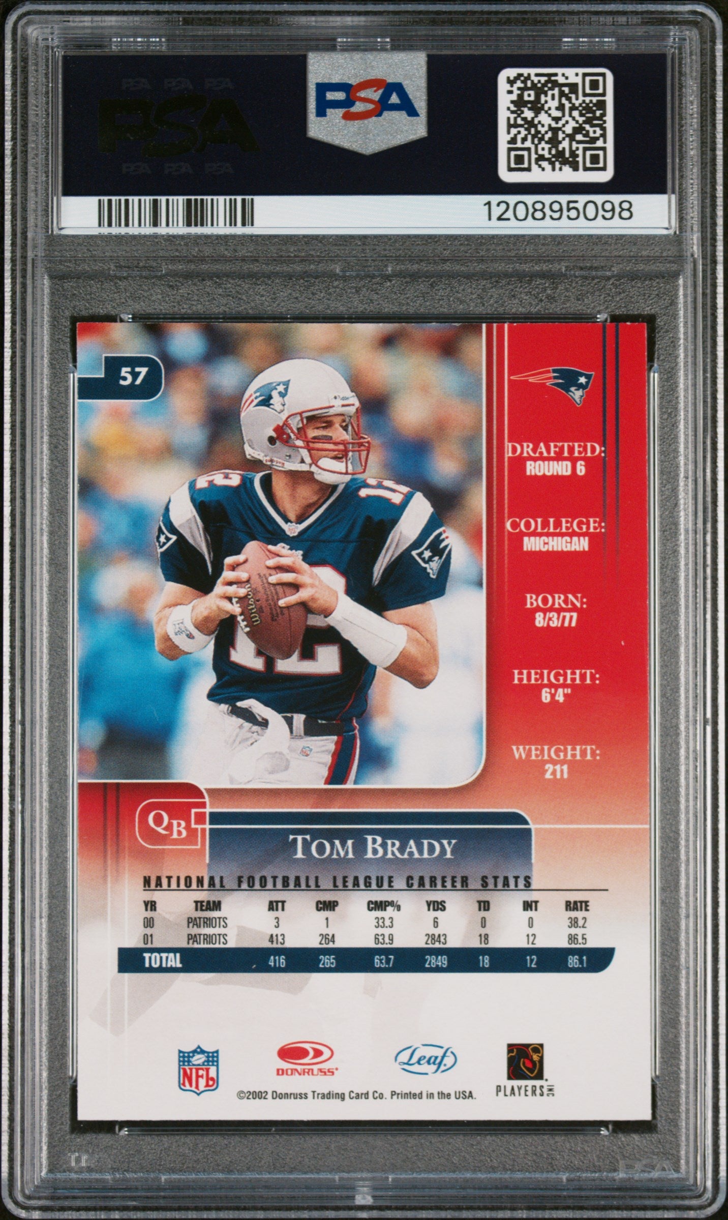 2002 Leaf Rookies & Stars Tom Brady #57 PSA 9