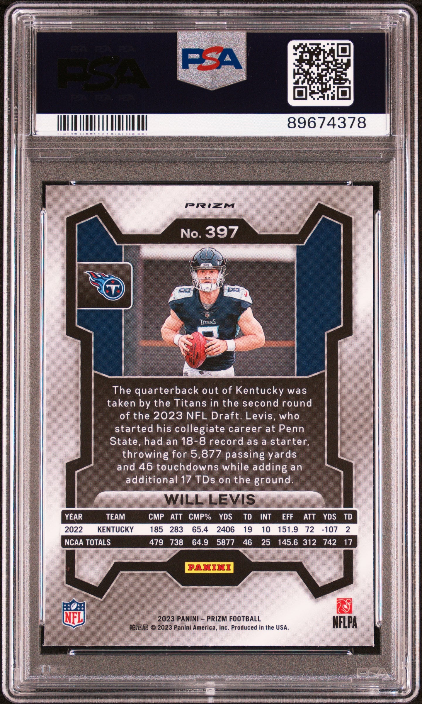 Will Levis 2023 Panini Prizm Lazer Prizm #397 - PSA 9