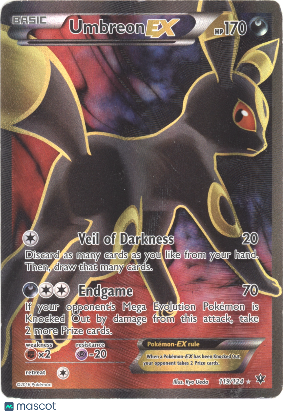 2016 Fates Collide Umbreon EX Holo Rare Holo FA #119/124