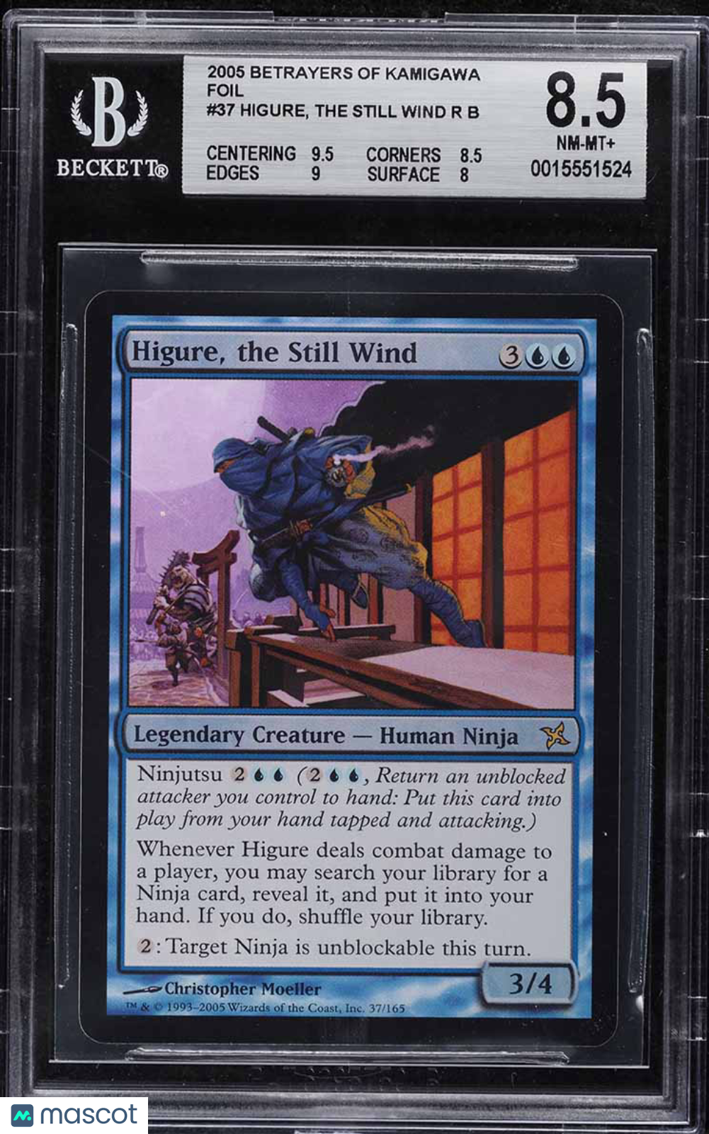 2005 MtG Foil Higure, the Still Wind R :B: #37 BGS 8.5