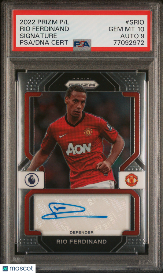 2022-23 Panini Prizm Premier League Signatures Rio Ferdinand #SRIO PSA 10