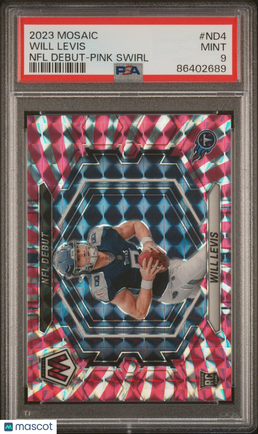 2023 Panini Mosaic NFL Debut Will Levis #ND4 Pink Swirl PSA 9