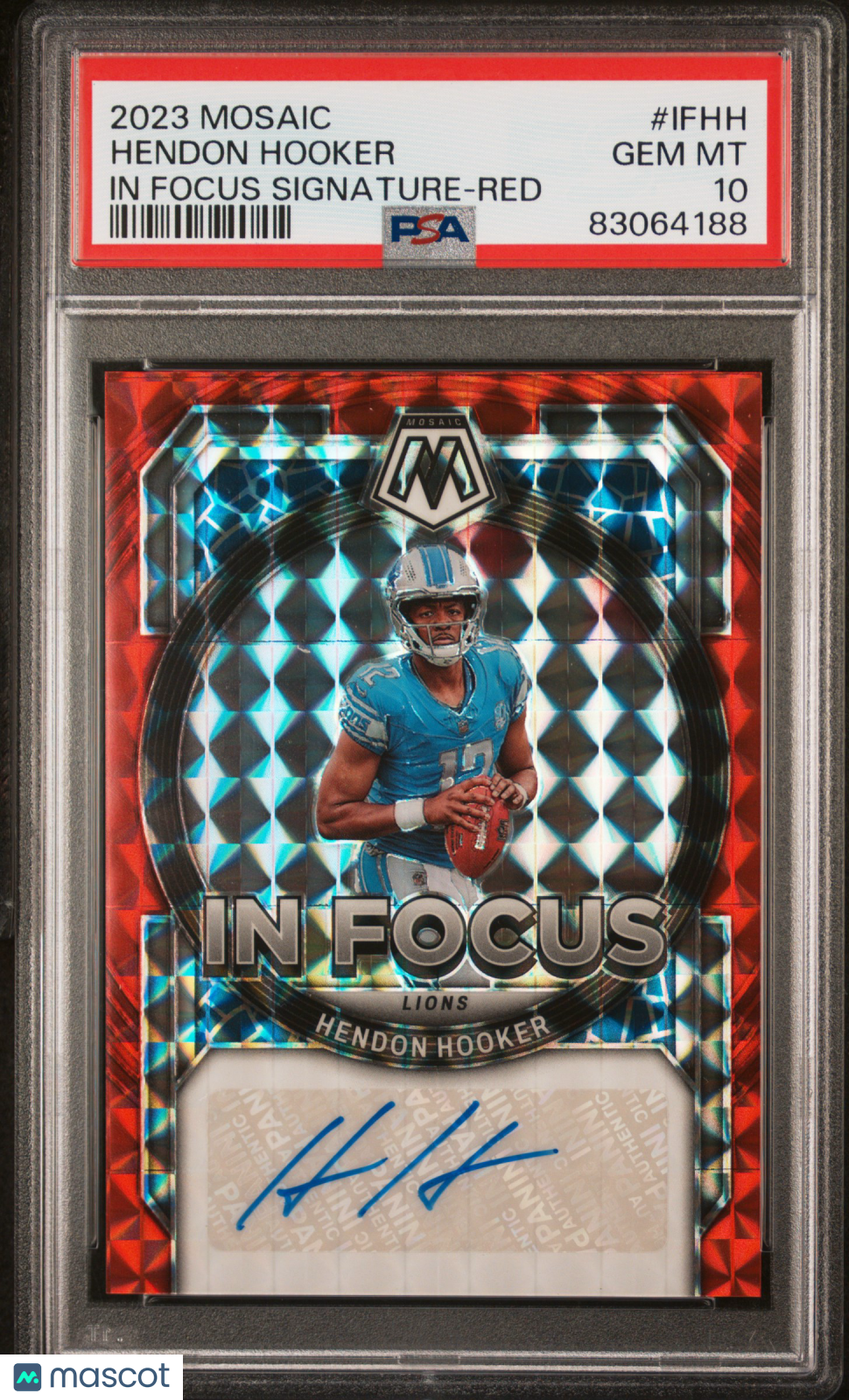 2023 Panini Mosaic In Focus Signature Hendon Hooker #IFHH Red PSA 10