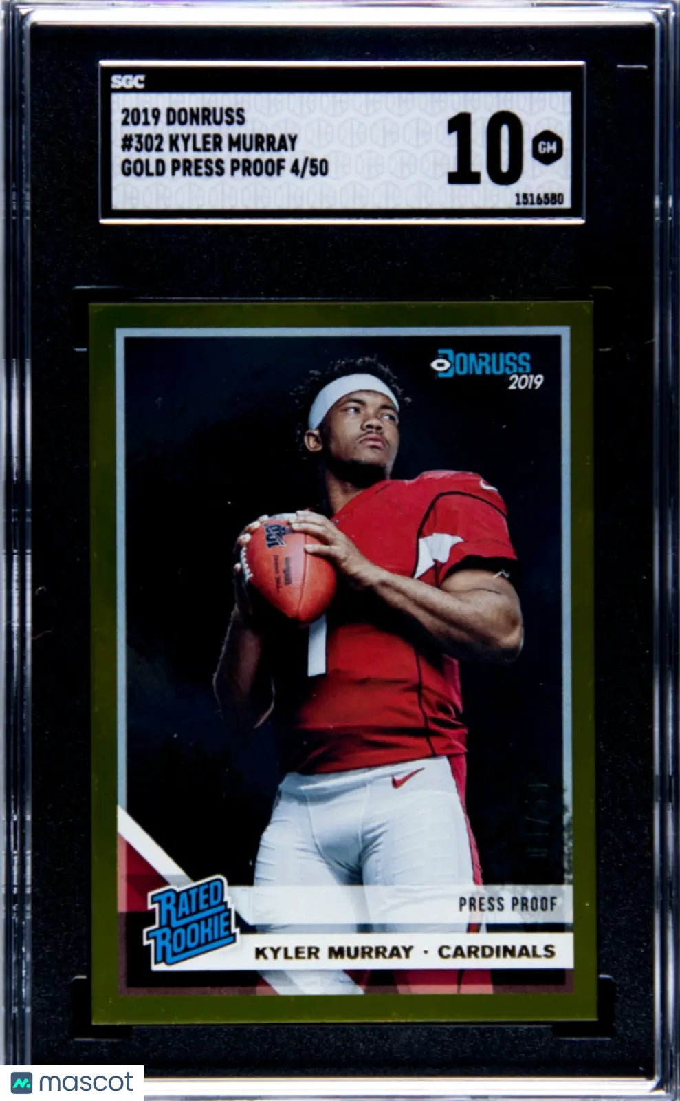 2019 Donruss Kyler Murray #302 Gold Press Proof SGC 10 Donruss