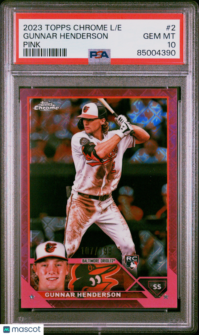 2023 Topps Chrome Logofractor Gunnar Henderson #2 Pink Refractor 107/199 PSA 10