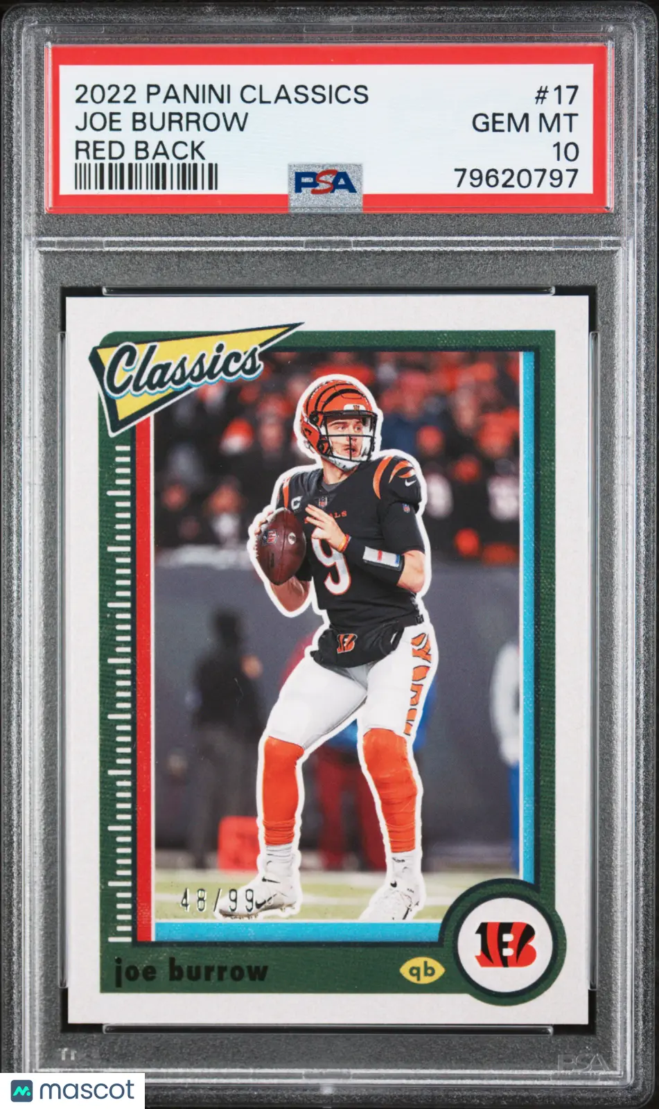 2022 Panini Classics Joe Burrow #17 Red Back PSA 10 Panini