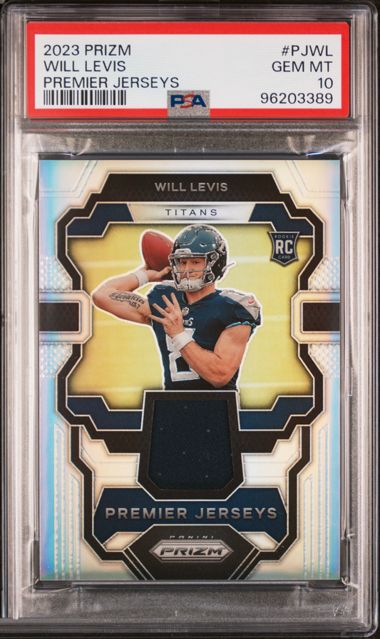 2023 Panini Prizm Premier Jerseys Will Levis #PJWL Premier Jerseys PSA 10 – front