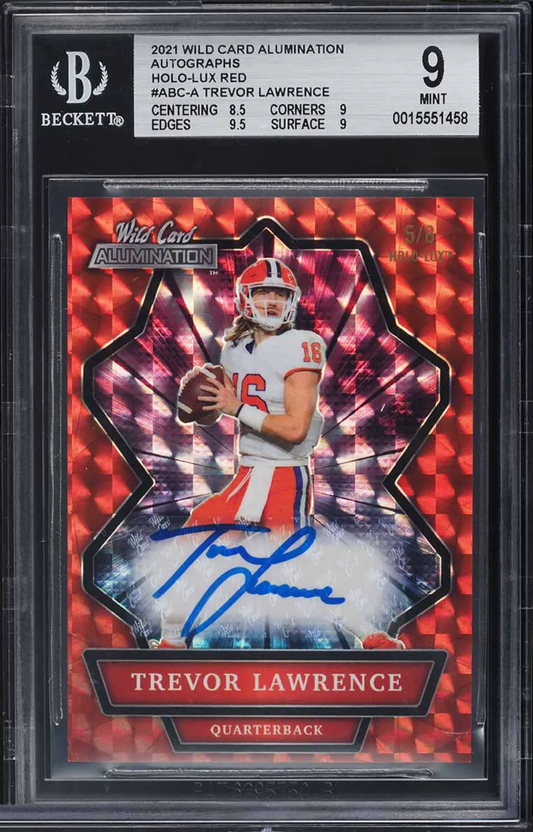 2021 Wild Card Alumination Autographs Holo-Lux Red Trevor Lawrence #ABC-A BGS 9 Auto 9 Wild Card