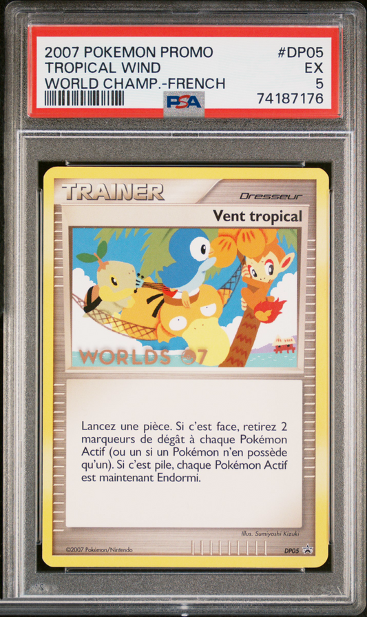2007 Pokemon World Championships Promo Tropical Wind -French PSA 5 #DP05 – front