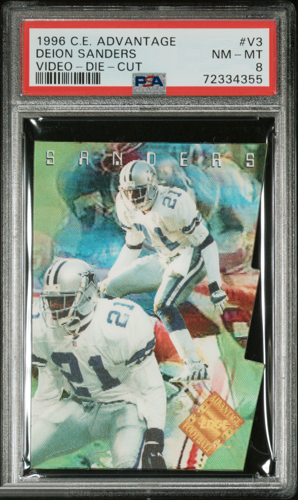 1996 Collector's Edge Advantage Video Deion Sanders #V3 Die Cut PSA 8 – front