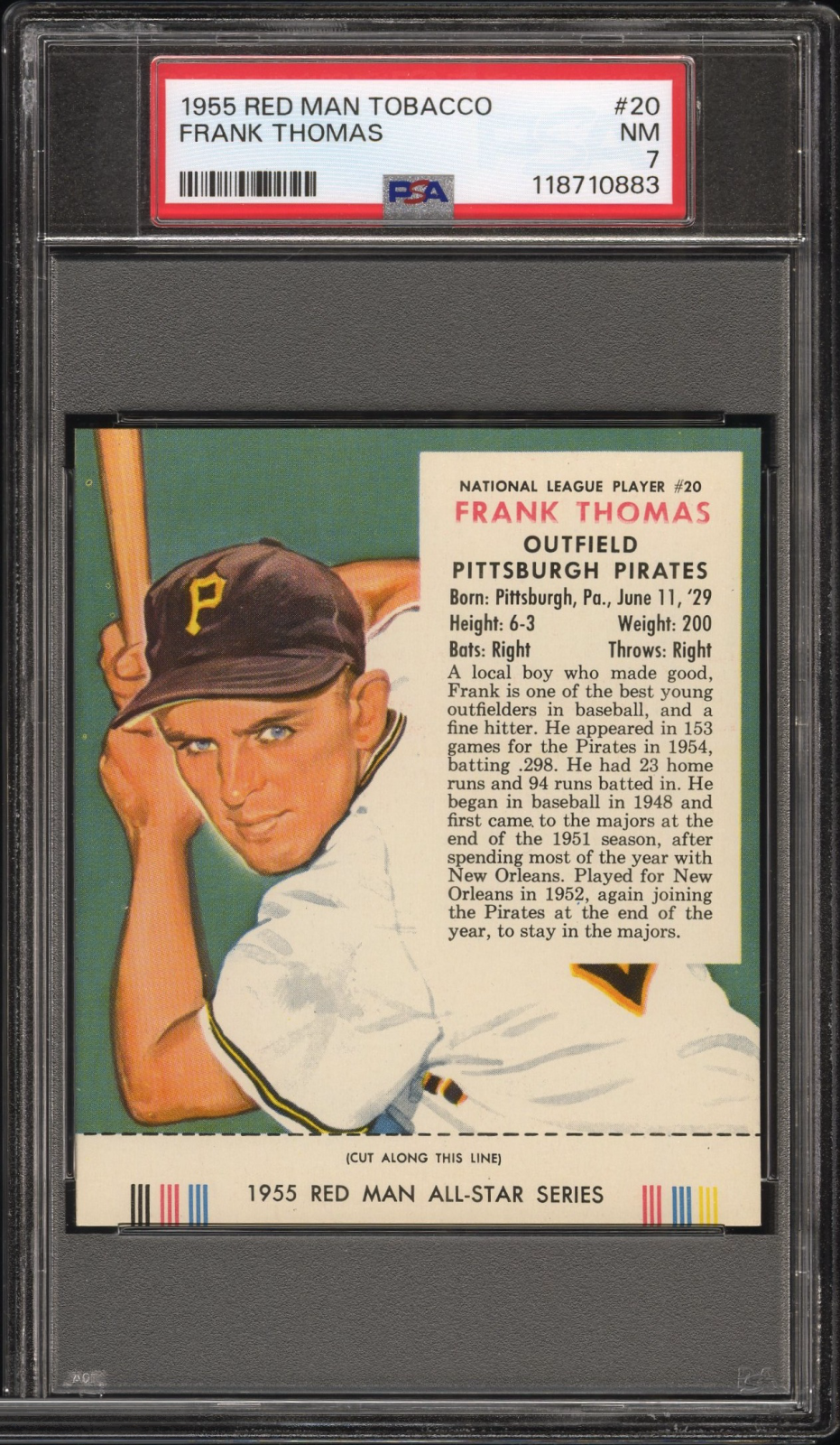 1955 Red Man Tobacco Frank Thomas #20 PSA 7 – front